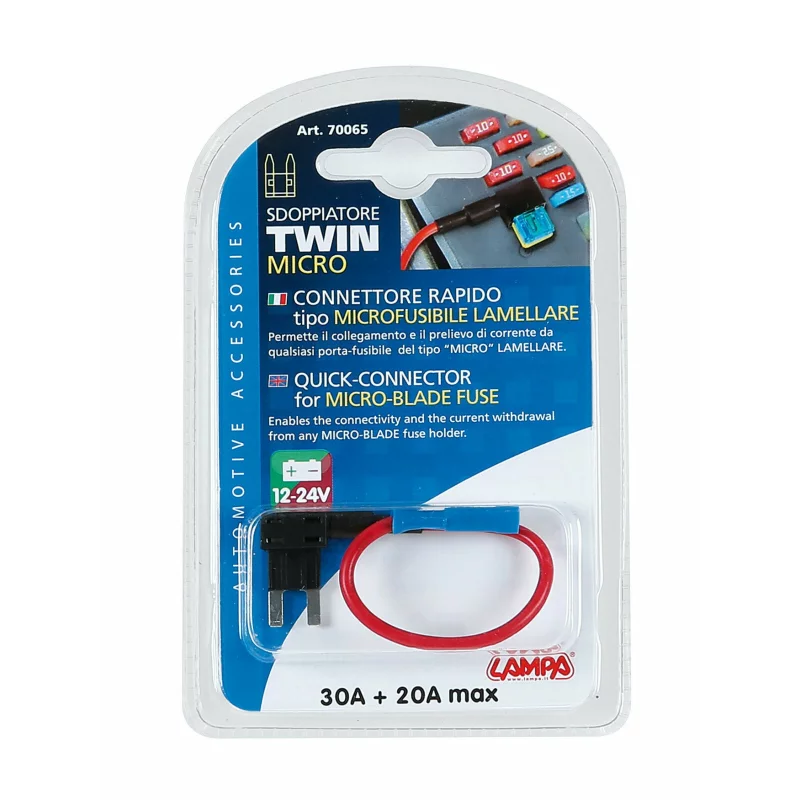 Conector rapid auto pentru doua sigurante plate mici 30A + 20A, 12/24V