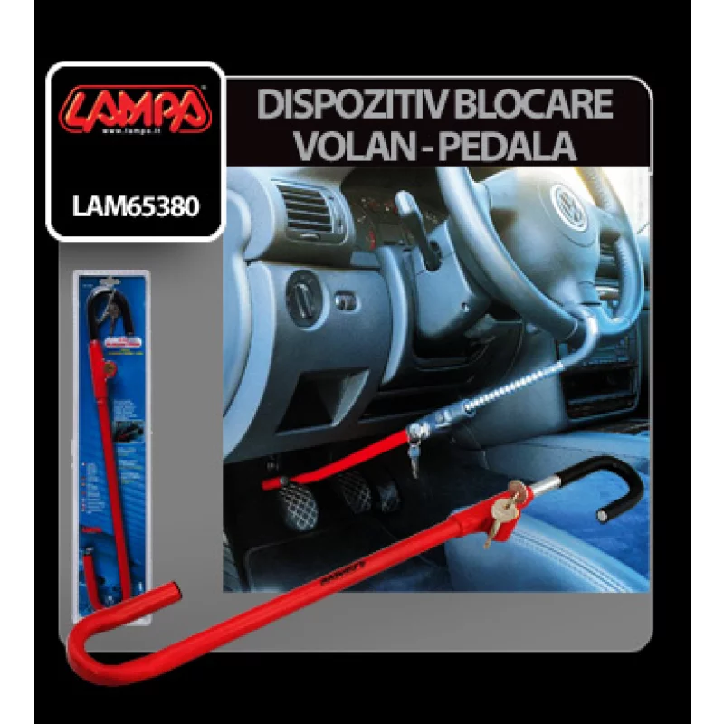 Dispozitiv antifurt auto pentru blocare volan si pedala Lampa