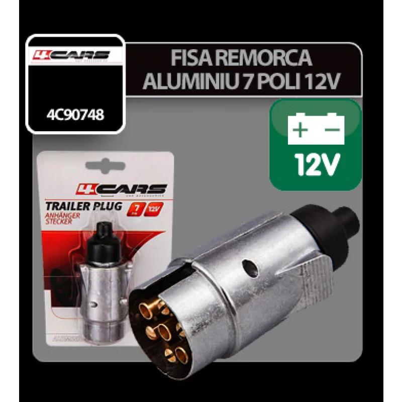 Fisa remorca 7 poli din aluminiu 12V 4Cars pentru conectare sigura