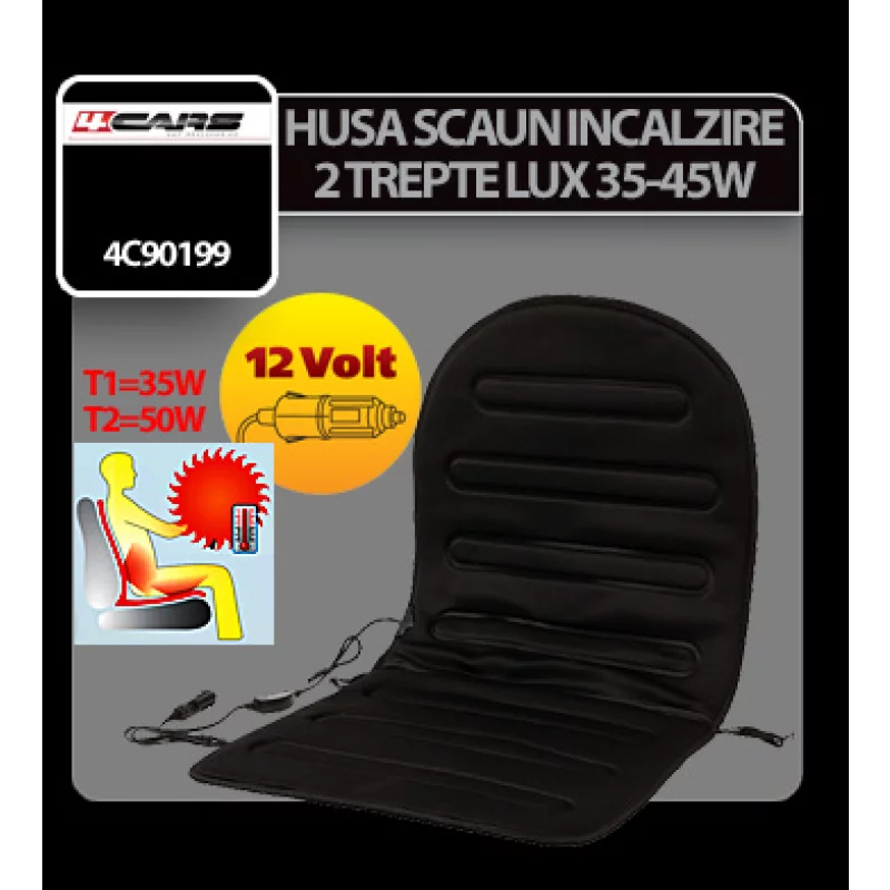 Husă scaun auto cu încălzire 12V, 2 trepte, universală, 35-45W 4Cars