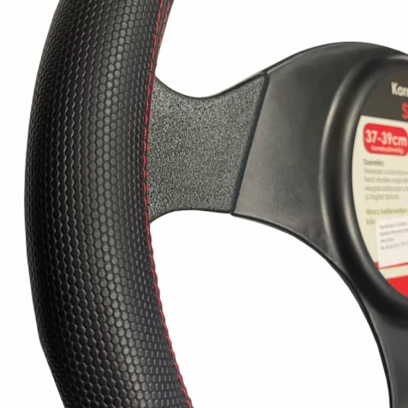 Husa volan sport Maxspeed M 37-39 cm, negru/rosu, aderenta