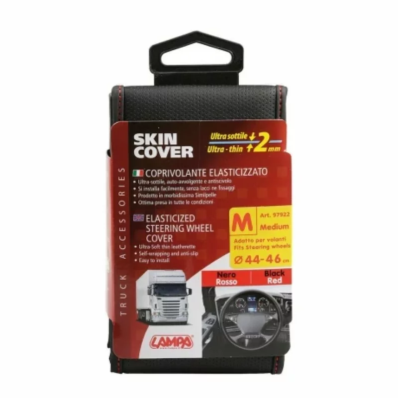 Husă volan camion elasticizată din Skeentex negru/roșu, 44/46 cm