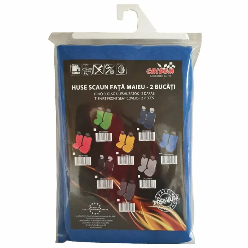 Huse scaun fata tip maieu Cridem, universale, set 2 bucati, albastru