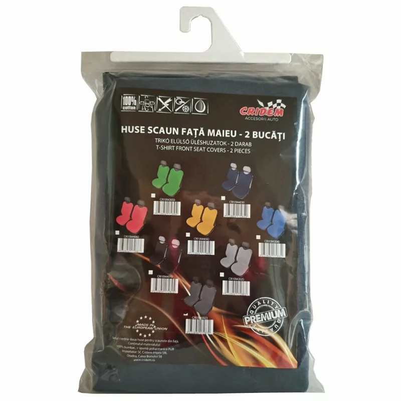 Huse scaun față tip maieu Cridem, grafit, universale, set 2 buc