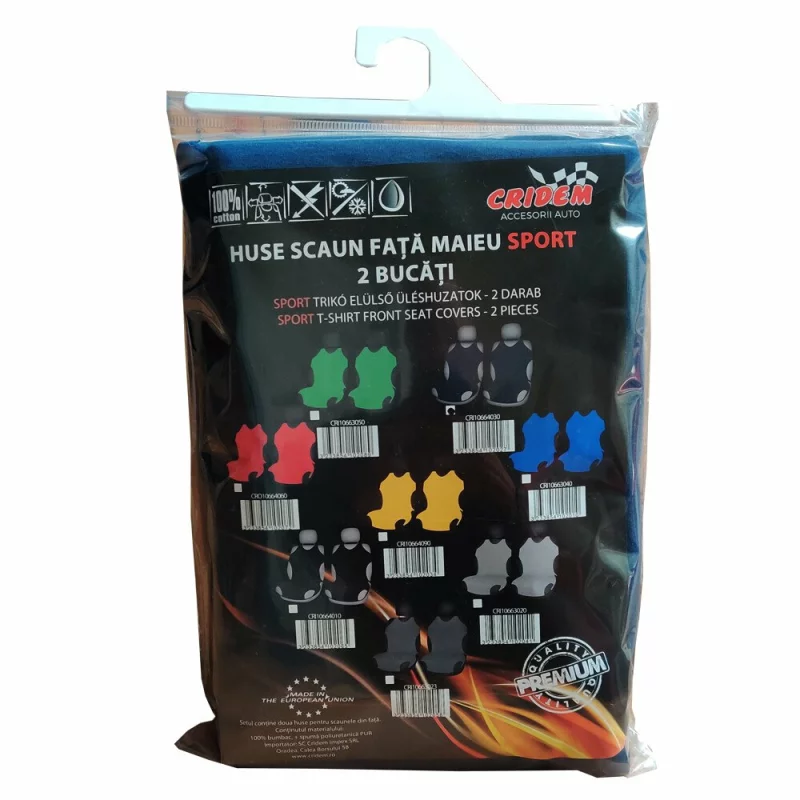 Huse scaun fata tip maieu Sport Cridem, 2 buc, albastru inchis