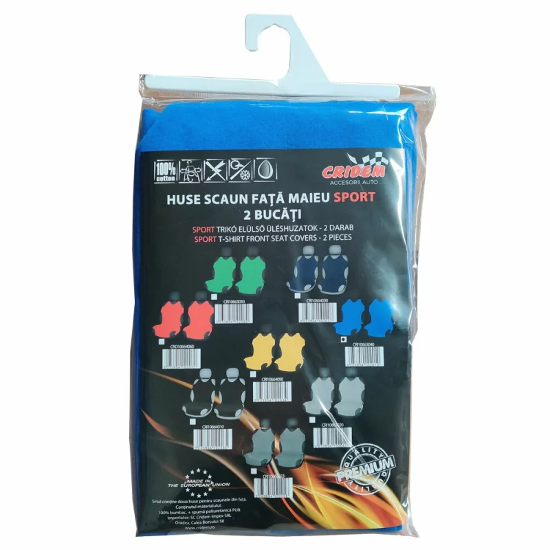 Huse scaun față tip maieu Sport Cridem, 2 bucăți, albastre