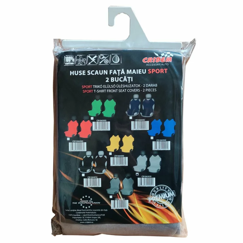 Huse scaun fata sport tip maieu Cridem, set 2 bucati, gri