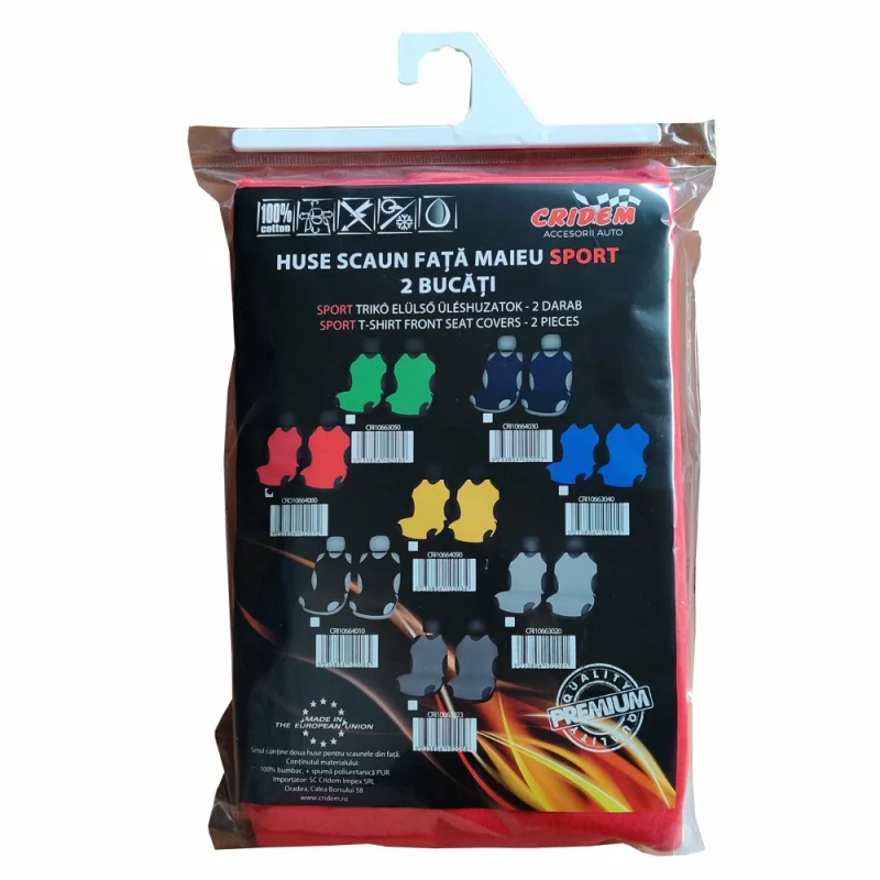 Huse scaun fata tip maieu sport Cridem, rosii, set 2 bucati