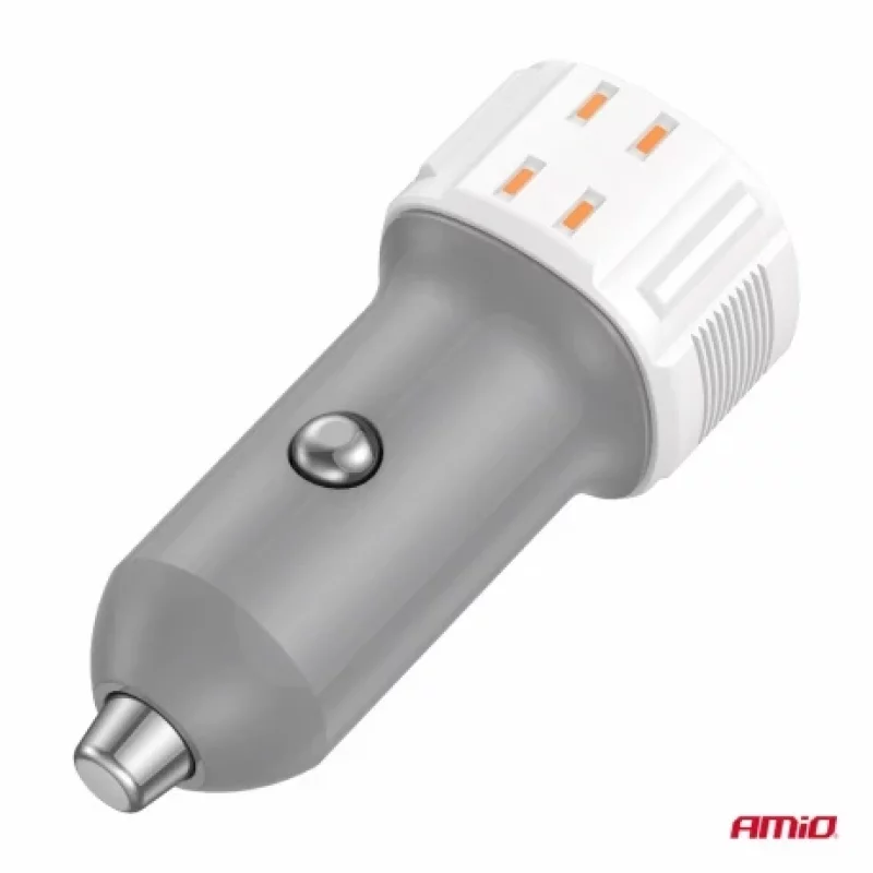 Incarcator auto rapid Amio cu USB-A si USB-C 20W pentru 12V/24V