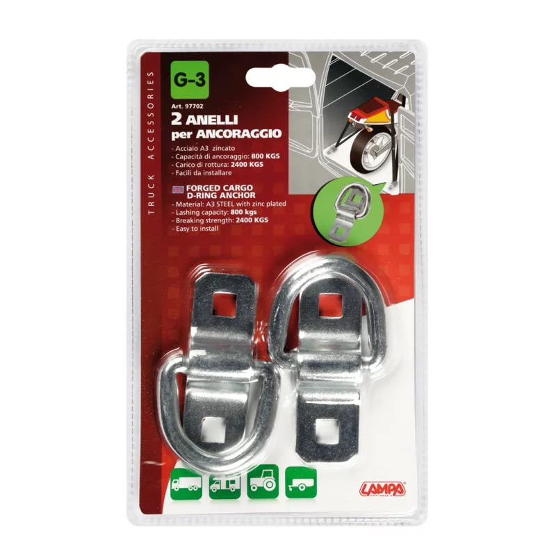 Inele de fixare marfa tip D, set 2 bucati, otel zincat, 800 kg