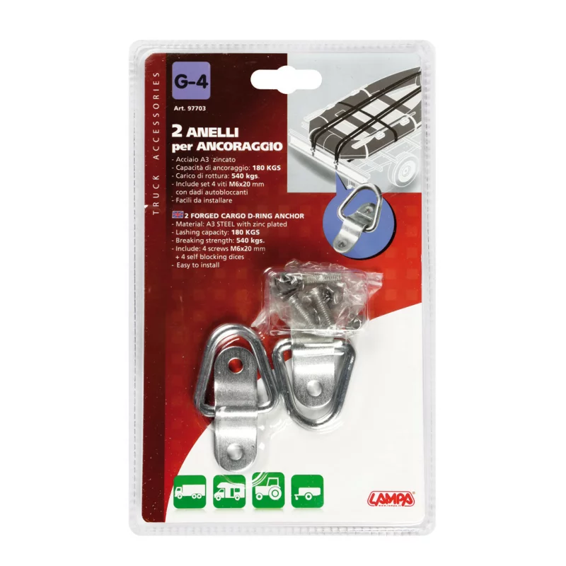 Inele fixare marfa tip D din otel zincat, set 2 bucati, 180 kg