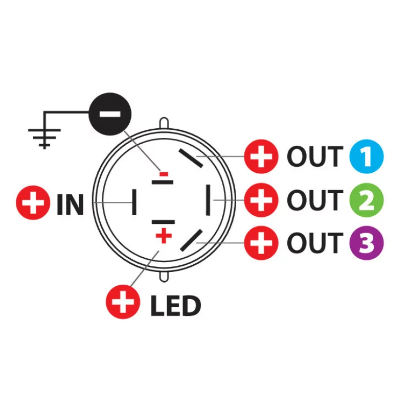 Intrerupator rotativ cu 4 pozitii 12/24V 10A cu LED, montaj ingropat