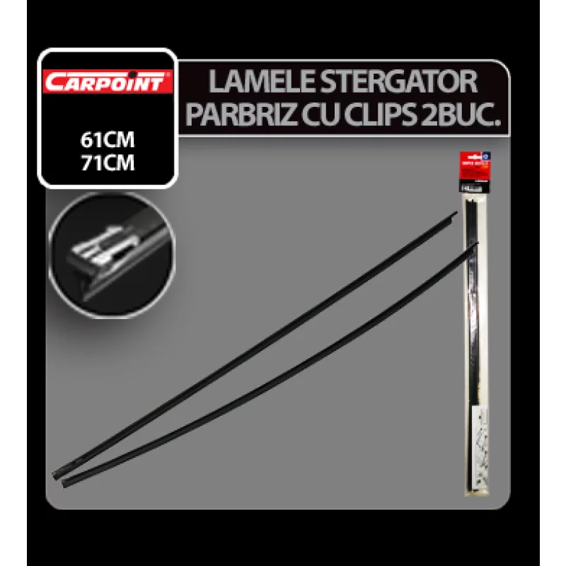 Lamele ștergător parbriz Carpoint cu clips, 61 cm, 65 mm, set 2 buc