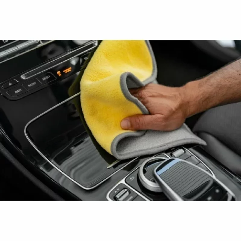 Lavetă microfibră cu două fețe Premium 30x30 cm, 600 GSM, gri/galben