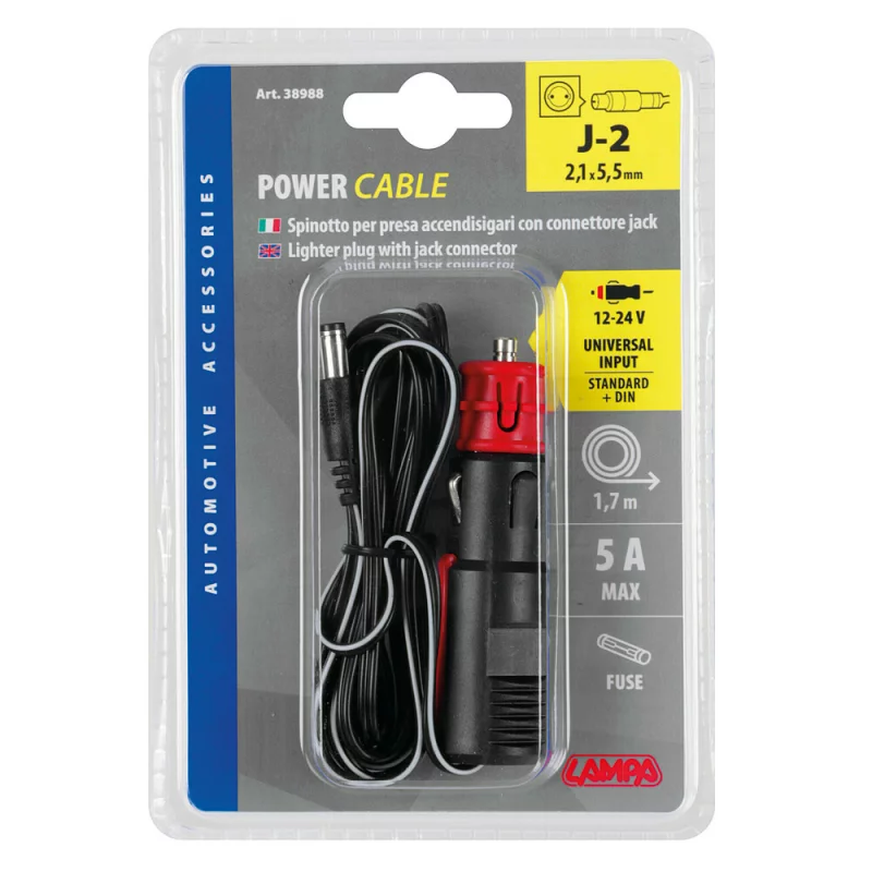 Mufa bricheta universala 12/24V cu cablu 170 cm si jack J2 21x55 mm
