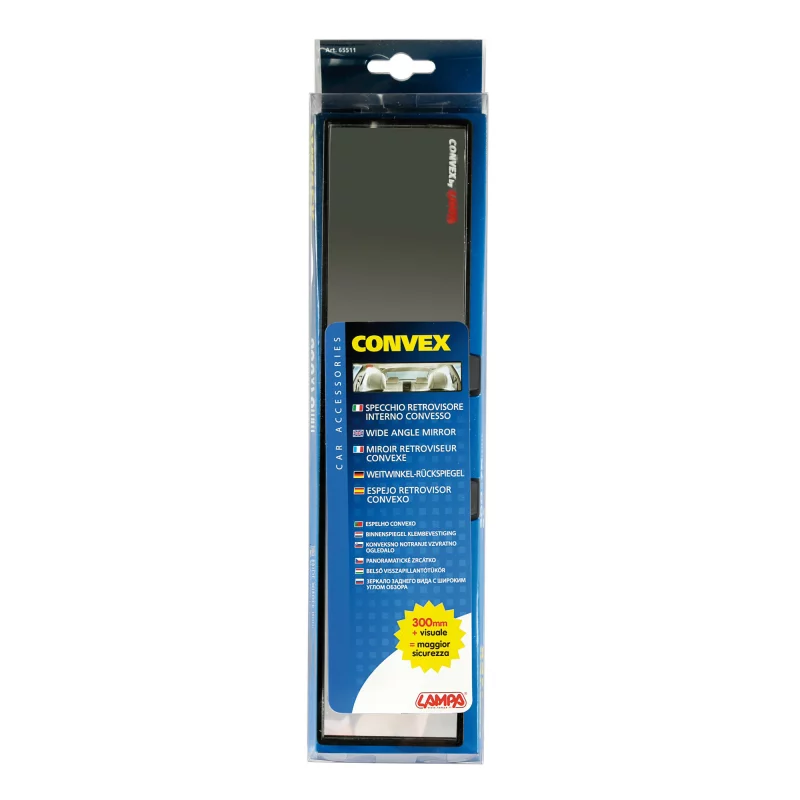 Oglindă interioară convexă auto cu clipsuri, 300x65 mm, montaj rapid