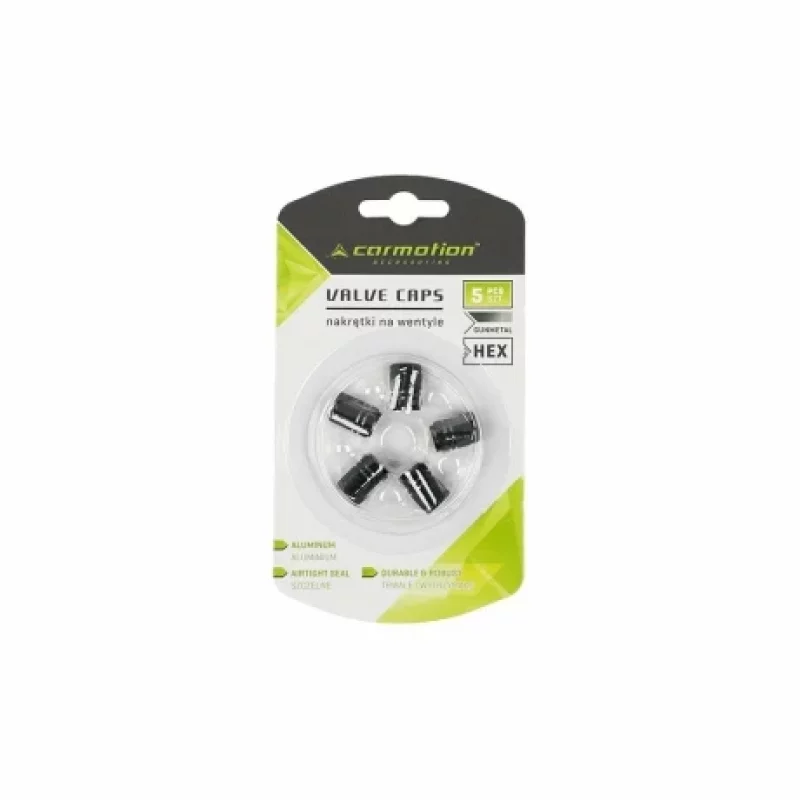 Set 5 capace valve hexagonale din aluminiu, culoare gunmetal