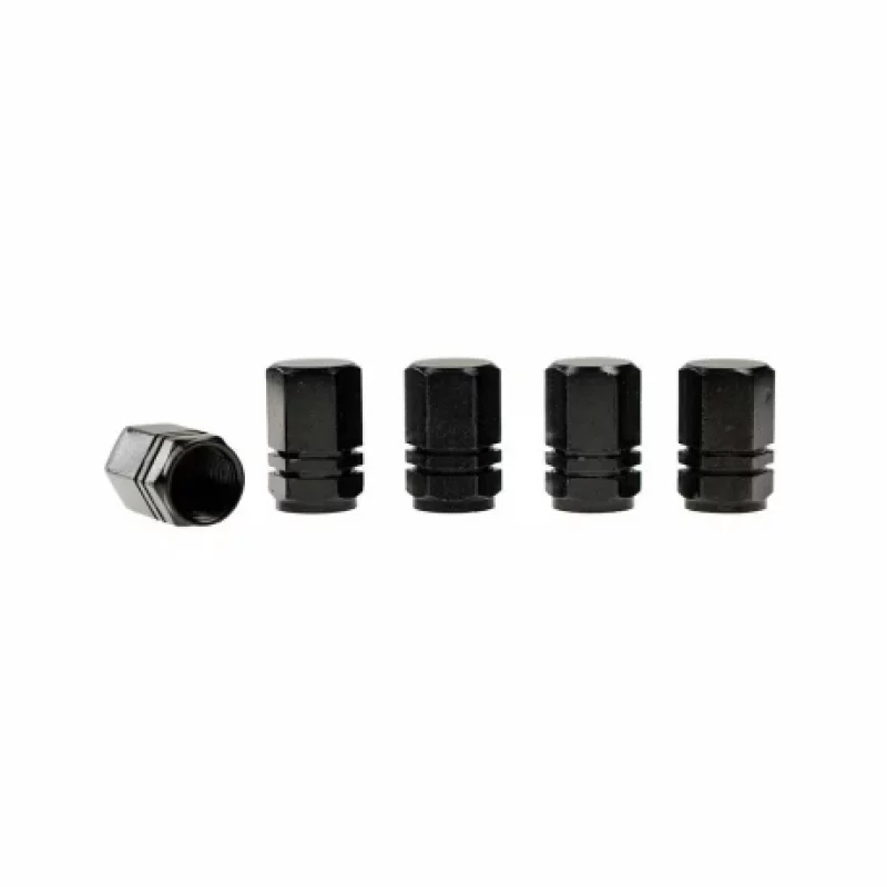 Set 5 capace valve hexagonale din aluminiu pentru roti auto, negre