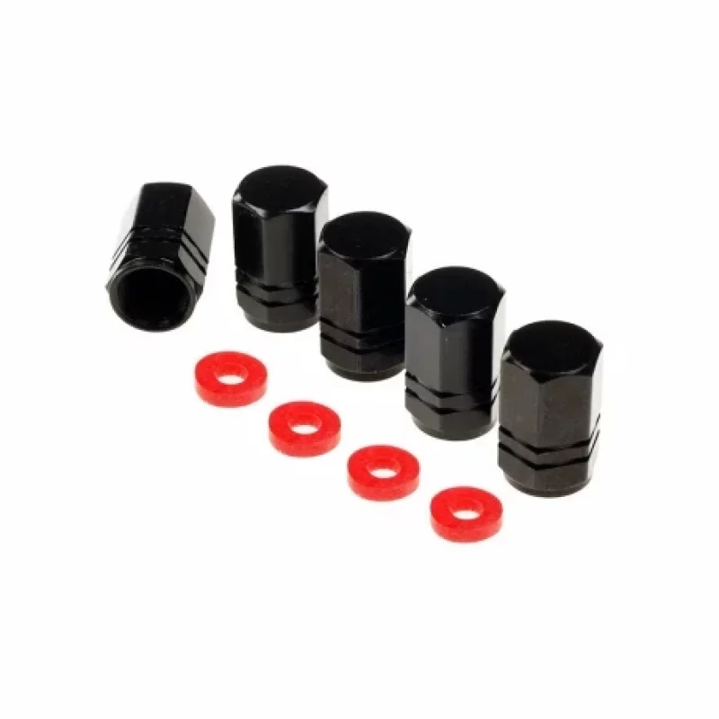 Set 5 capace valve hexagonale din aluminiu pentru roti auto, negre