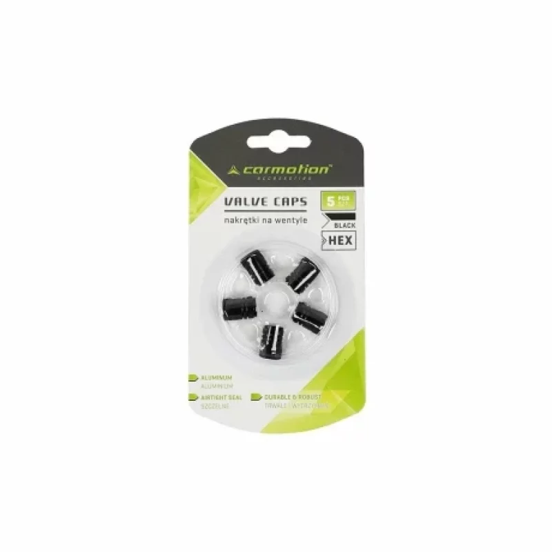 Set 5 capace valve hexagonale din aluminiu pentru roti auto, negre