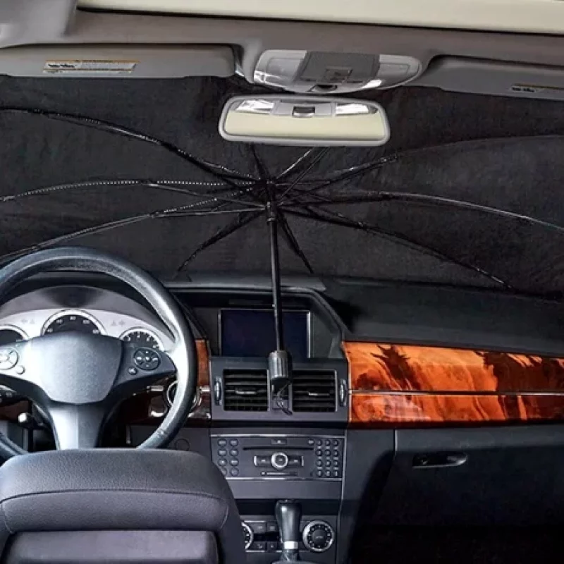Parasolar auto tip umbrela pentru parbriz 132x76 cm cu protectie UV