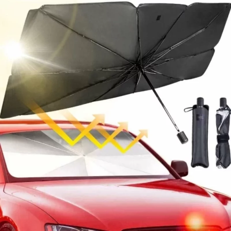 Parasolar auto tip umbrela pentru parbriz 132x76 cm cu protectie UV