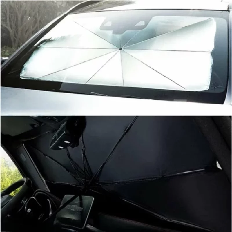 Parasolar auto tip umbrela pentru parbriz 132x76 cm cu protectie UV