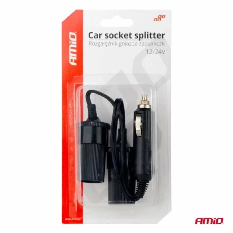 Priză dublă brichetă auto 12/24V Amio, adaptor alimentare