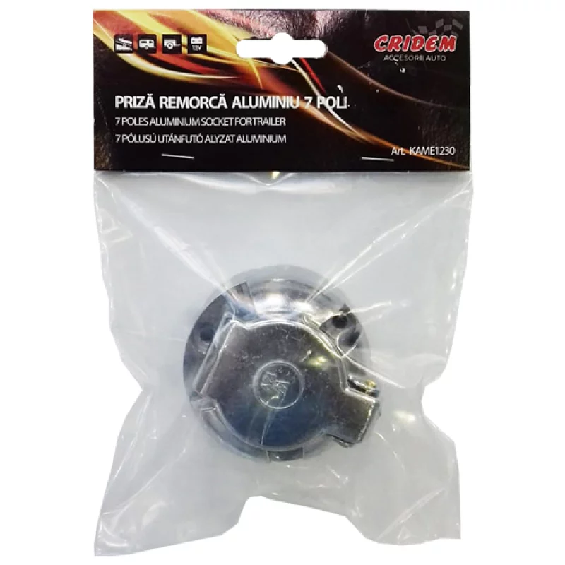 Priza remorca din aluminiu 7 poli 12V pentru conectare sigura
