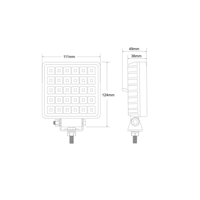 Proiector LED de lucru pătrat din metal, 30 LED, 12/24V, Kamar