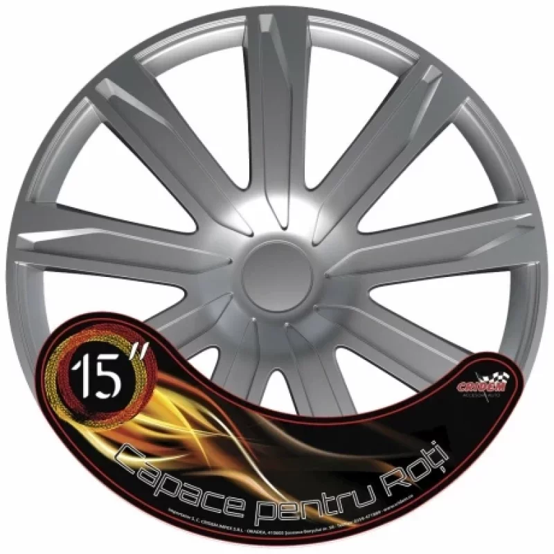 Set capace roti auto Cridem Raze 15 inch, argintiu, 4 bucati