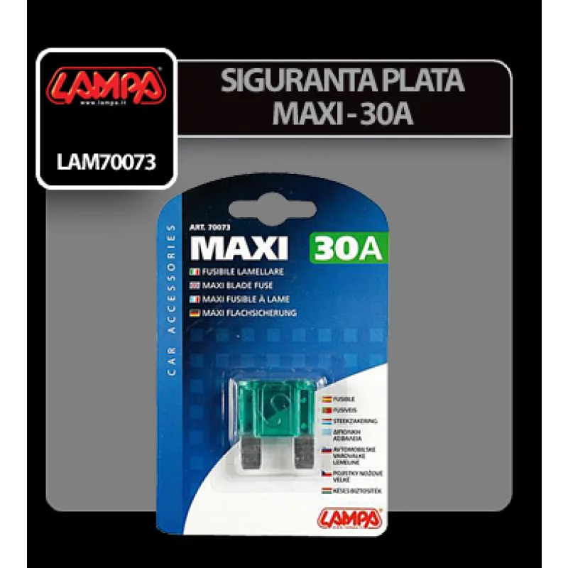 Siguranta plata Maxi auto 30A, 32V, Lampa, pentru protectie electrica