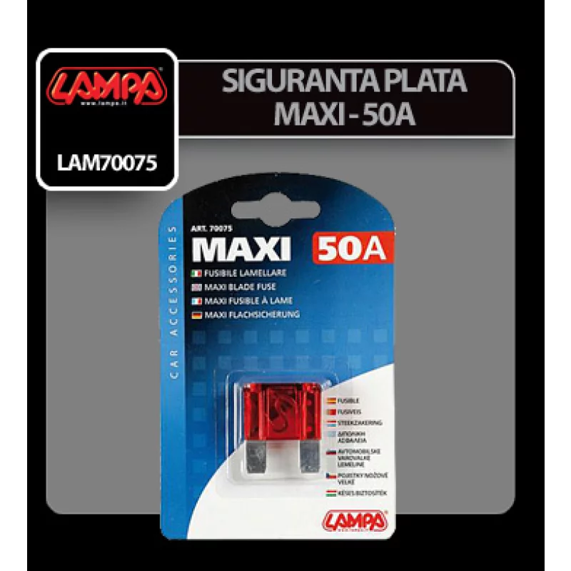 Siguranta plata Maxi 50A auto Lampa pentru protectia circuitelor electrice