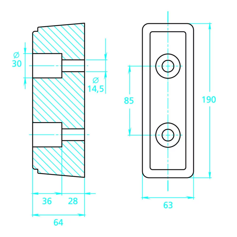 Tampon din cauciuc pentru semiremorca camion 190x63x64 mm Lampa