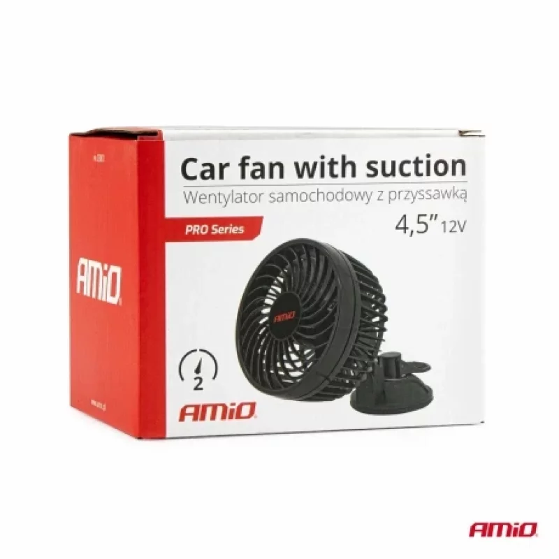 Ventilator auto 12V Amio 4.5 inch cu 2 viteze si fixare cu ventuza