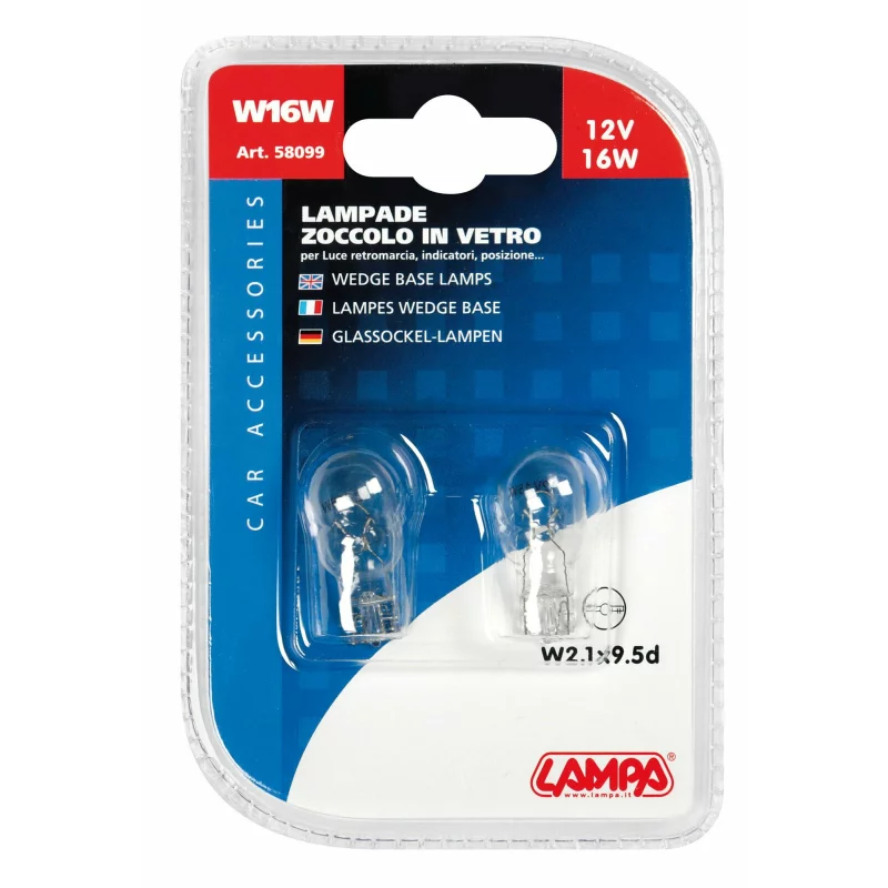 Bec auto W16W 12V 16W pentru mers inapoi, set 2 bucati Lampa