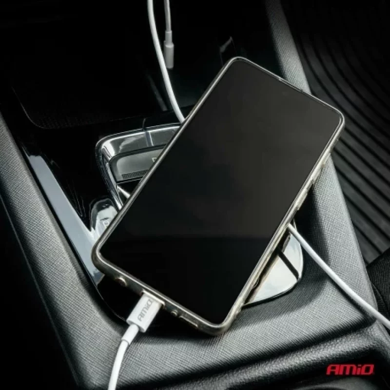 Cablu USB-C la USB-C 60W, 1 m, pentru incarcare si date, Amio, alb