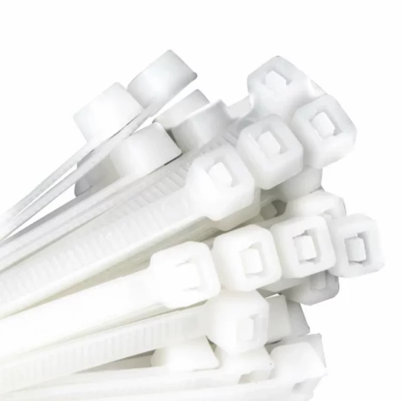 Coliere din plastic albe 2.5x200 mm, 100 bucati, pentru cabluri