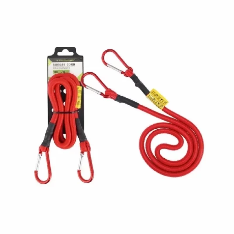 Cordon elastic cauciucat cu carabiniere 120 cm x 10 mm pentru bagaje