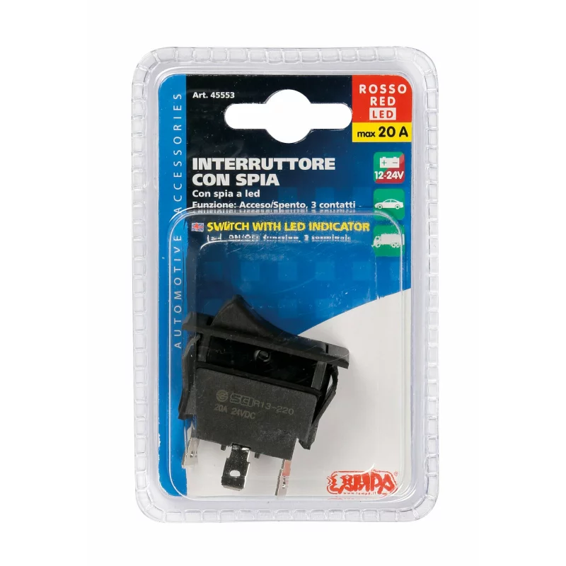 Intrerupator basculant iluminat 12V 20A pentru panou auto, Lampa