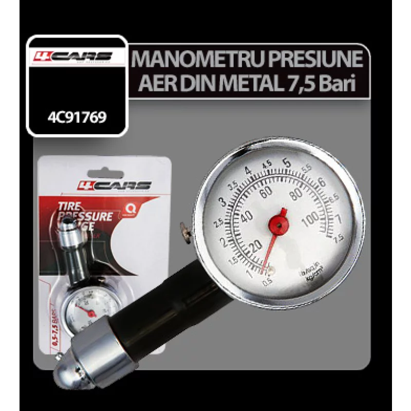 Manometru presiune aer din metal 75Bar 4Cars