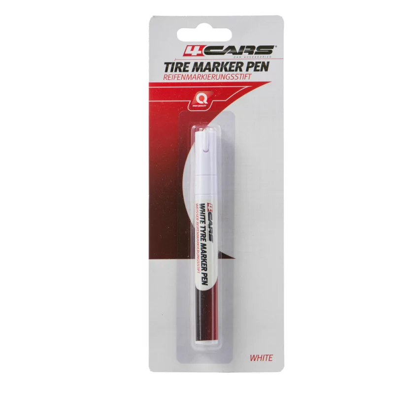 Marker alb pentru anvelope 4Cars, vopsea rezistentă cu uscare rapidă