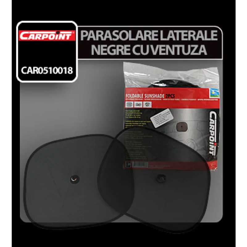 Set 2 parasolare laterale auto negre cu ventuze Carpoint 38x45 cm