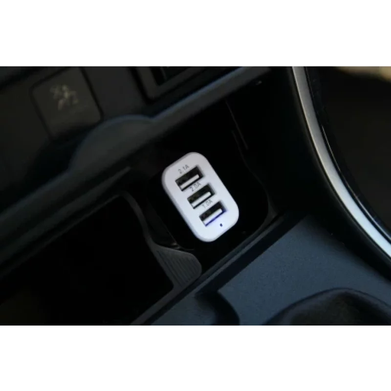 Incarcator auto triplu USB 12/24V 5.1A, alb, Amio PCH-03