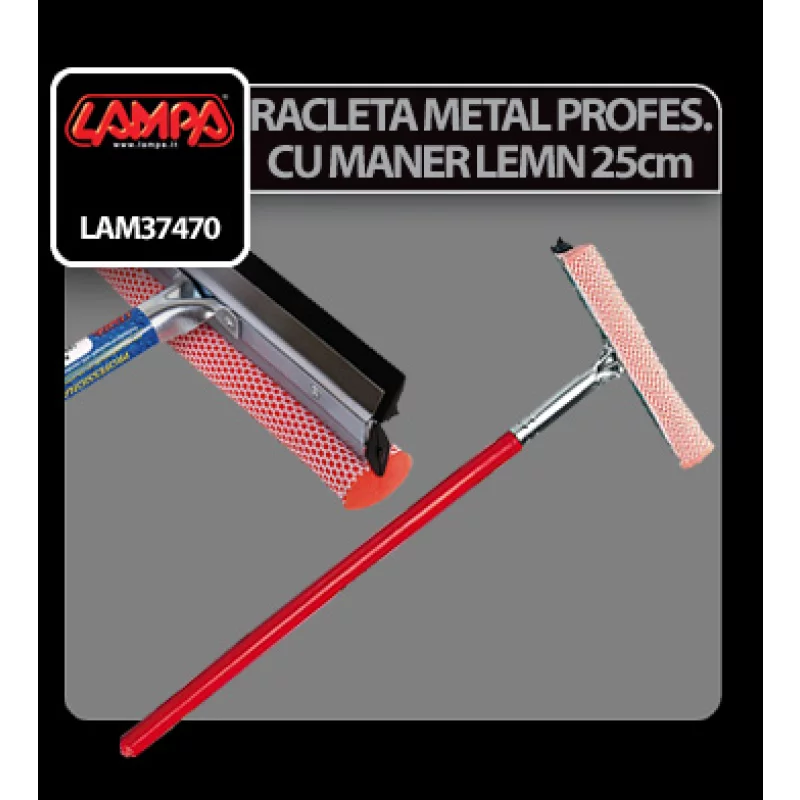 Racletă profesională pentru spălat geamuri, cu mâner din lemn, 25 cm