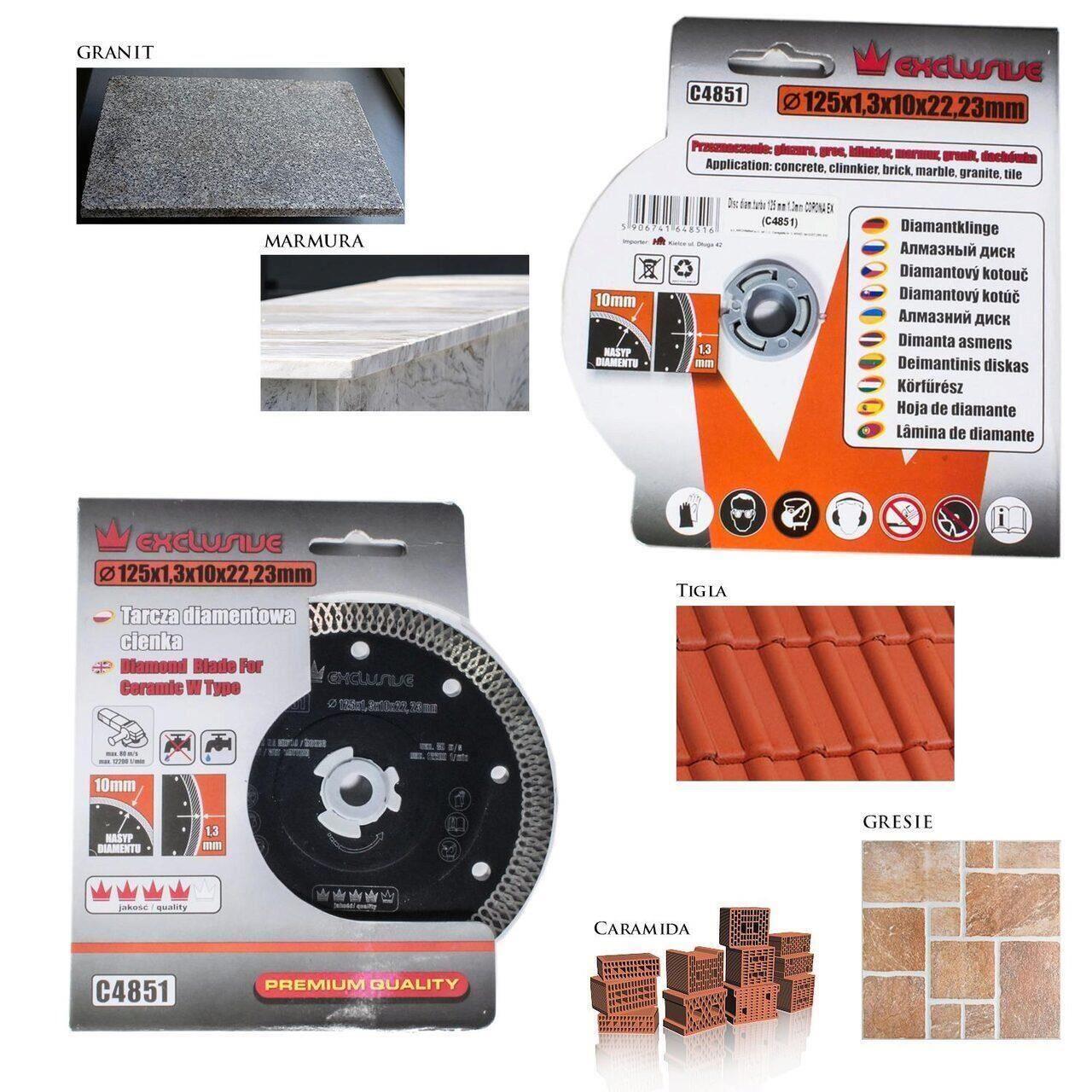 Set 3 discuri diamantate turbo subtire, ceramica, taiere umeda si uscata, 125 mm/22.23 mm, Richmann Exclusive GartenVIP DiyLine