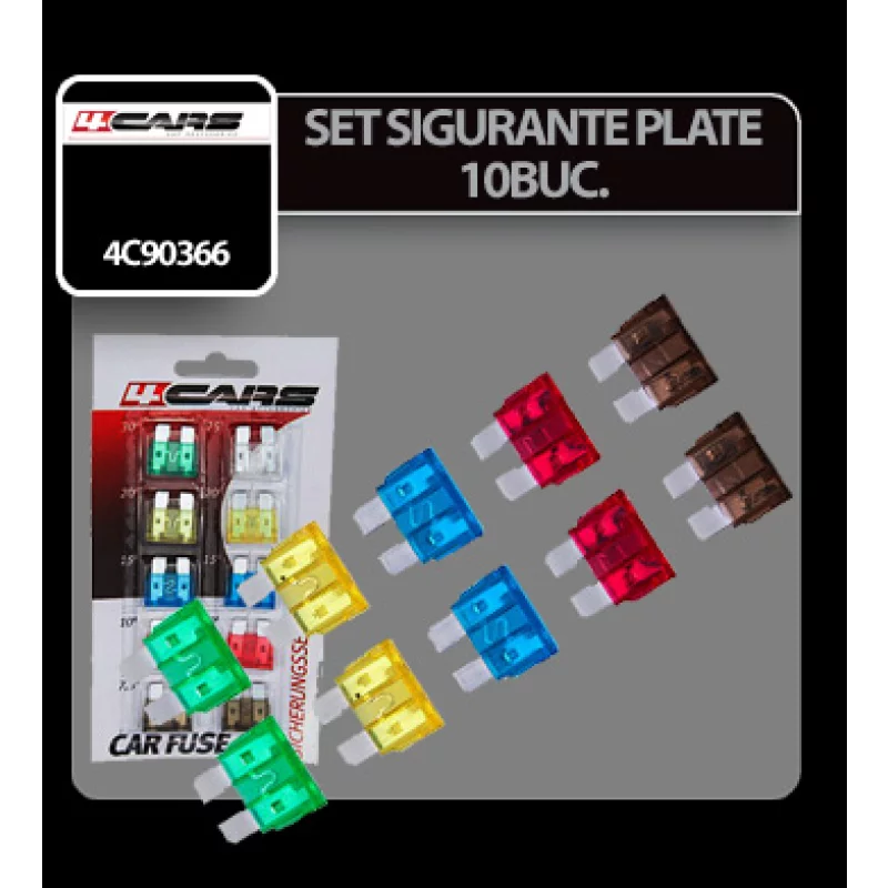 Set sigurante plate auto 10 bucati 4Cars pentru protectie electrica