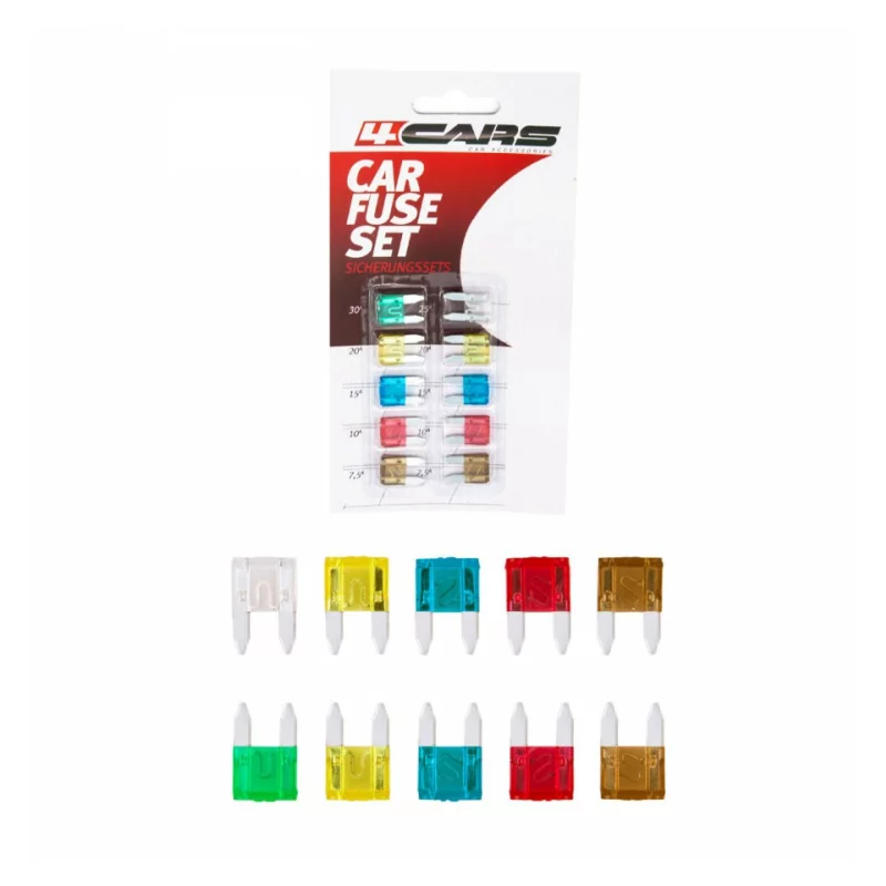 Set sigurante plate mini auto 10 bucati 4Cars pentru protectie electrica