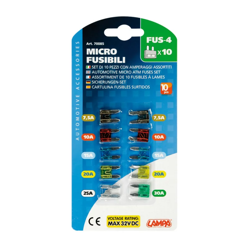 Set sigurante plate mici auto 10 buc, 7.5A-30A, Lampa