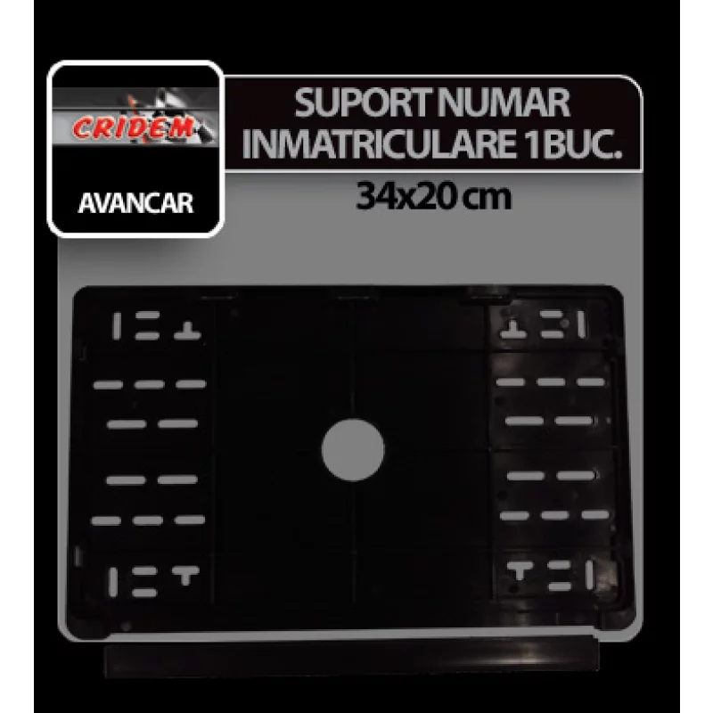Suport număr înmatriculare auto 34x20 cm, negru, 1 bucată